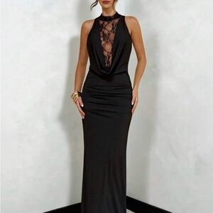 Elegant Black Lace Evening Gown